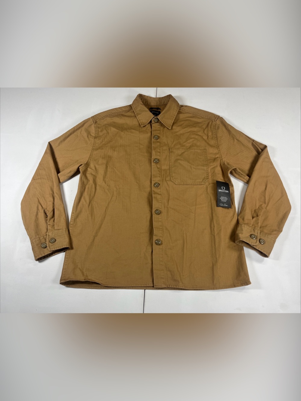Brixton Selden Overshirt Jacket Mens Medium Brown Relaxed Fit Herringbone NWT